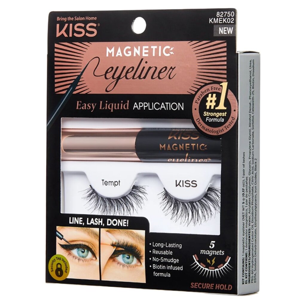 KISS Magnetic Eyeliner & False Eyelashes 14 mm Kit - Tempt